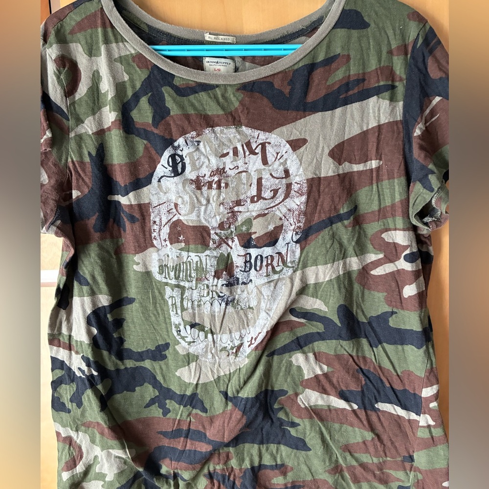 Ralph Lauren Green and Brown Camouflage Short Sleeve Tee